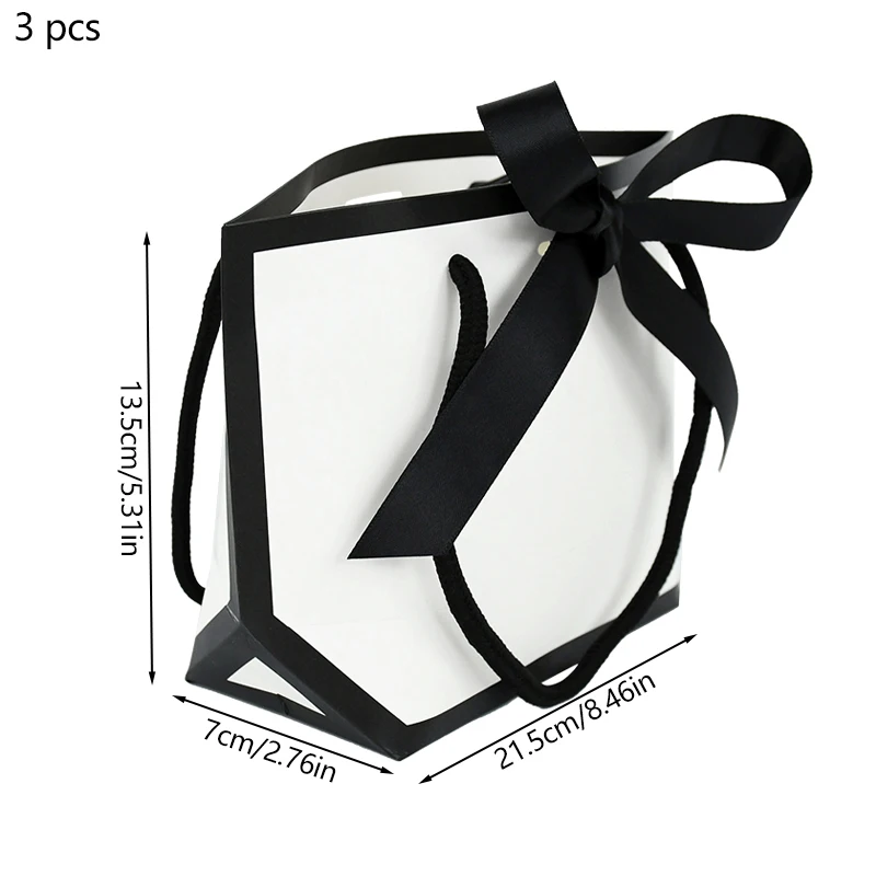 1/3pcs White Paper Tote Gift Bags with Ribbon Bow Wedding Party Favors Handbag Gifts Packaging Bags Clothes Jewelry Decoration