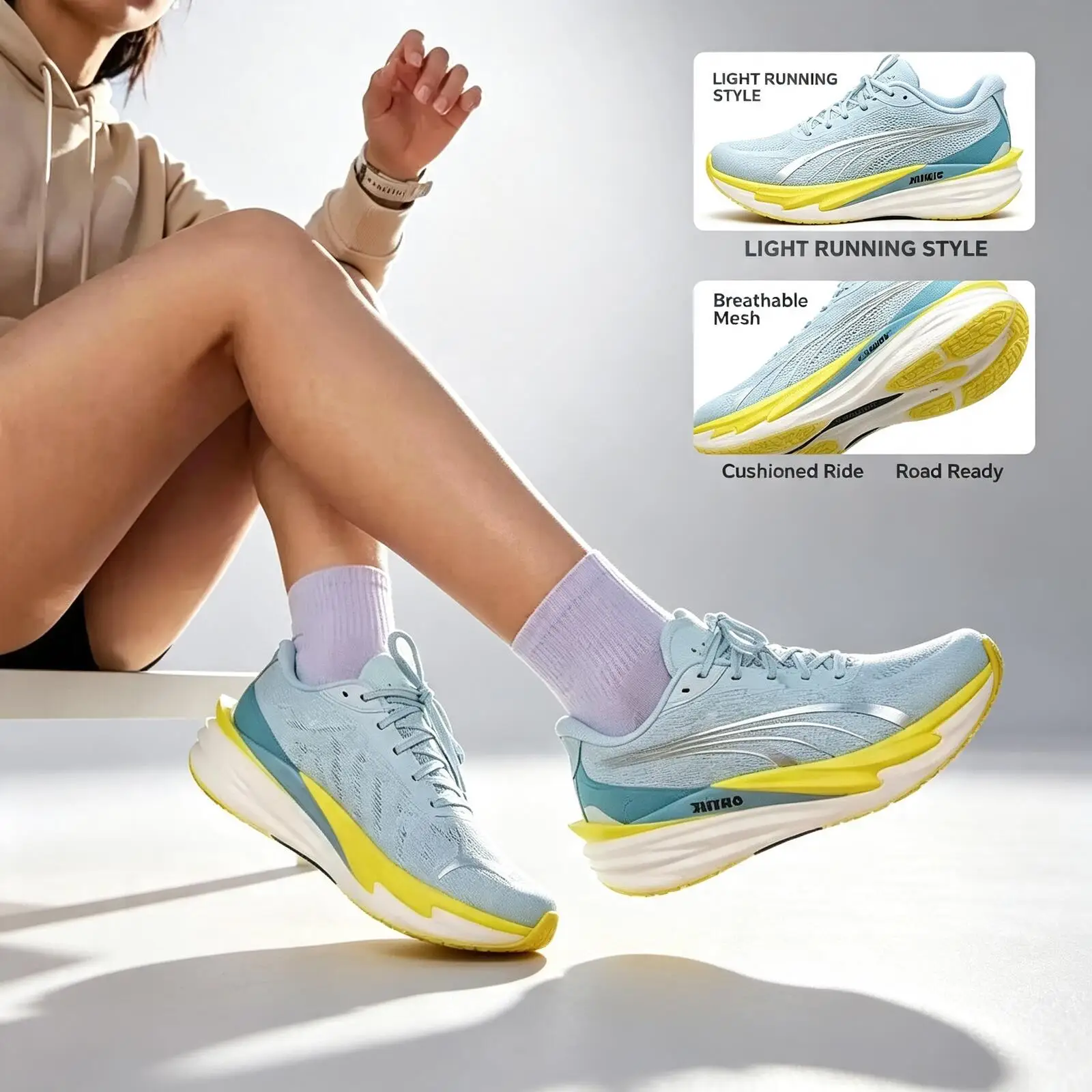 New Puma Brandname Couple Running Shoes Lightweight Breathable Mesh Sneakers Shock Absorption Non-Slip Walking Shoes 312124-09