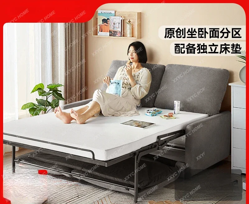 Foldable sofa bed with mattress flipped dual-purpose single double small apartment multi-function bed 2024 new