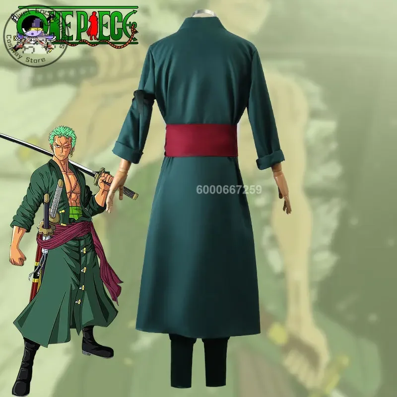 أزياء أنيمي رورونواس التأثيرية كيمونو رداء زورو كيب زي الكبار للأطفال أزياء الهالوين أقراط شعر مستعار