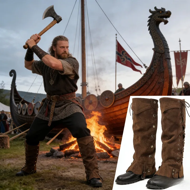 

Medieval Gaiters Boot Covers Renaissance COSPLAY LARP Viking Leg Wraps Ankle Boot Spurs Accessories