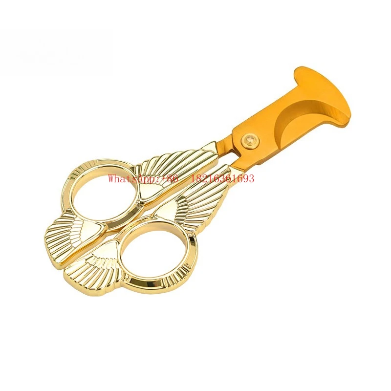 High-end Cigar Scissors Large Diameter Stainless Steel Portable Smooth Blade with Leather Case