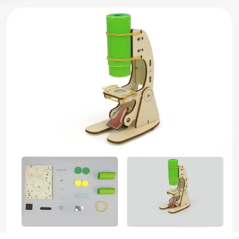 Microscope Building Set for Kids Ages 7-14, DIY Science Experiment Model With Illustrated Guide for Family Learning