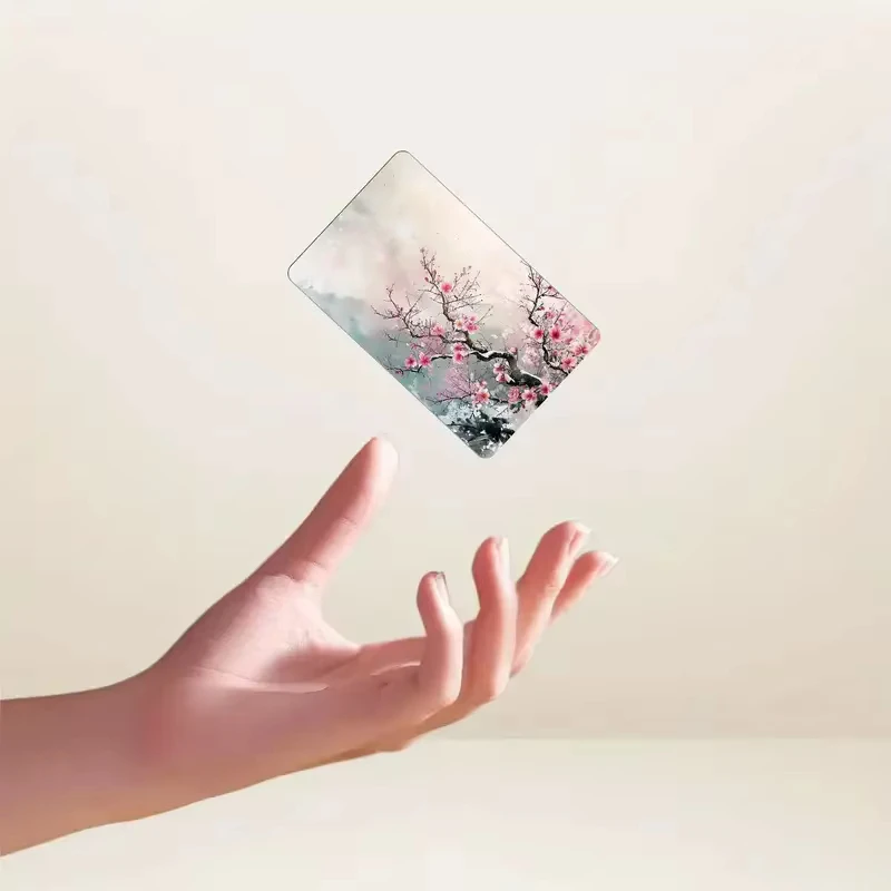 New Sakura Ink Painting Art Protection Skin Stickers Creative Credit Debit Cards Vinyl Adhesive Small Core Waterproof Decoration