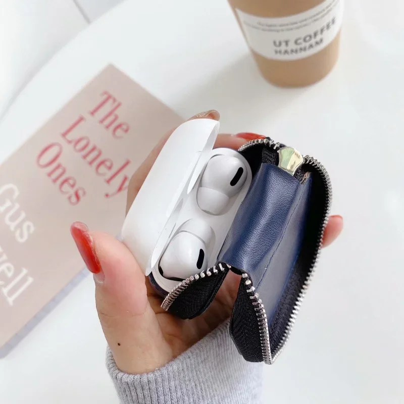 Роскошный кожаный чехол для наушников Airpods Pro, защитный чехол на молнии для наушников Apple Airpods 1 2