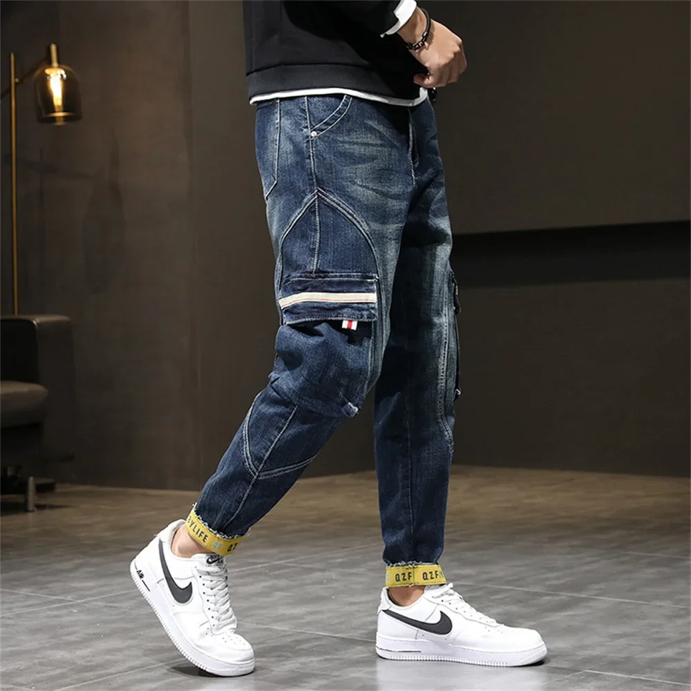 Men's Military Combat Cargo Jeans Tactical Army Long Trousers Casual Motorcycle Denim Biker Jeans Stretch Multi Pockets Pants