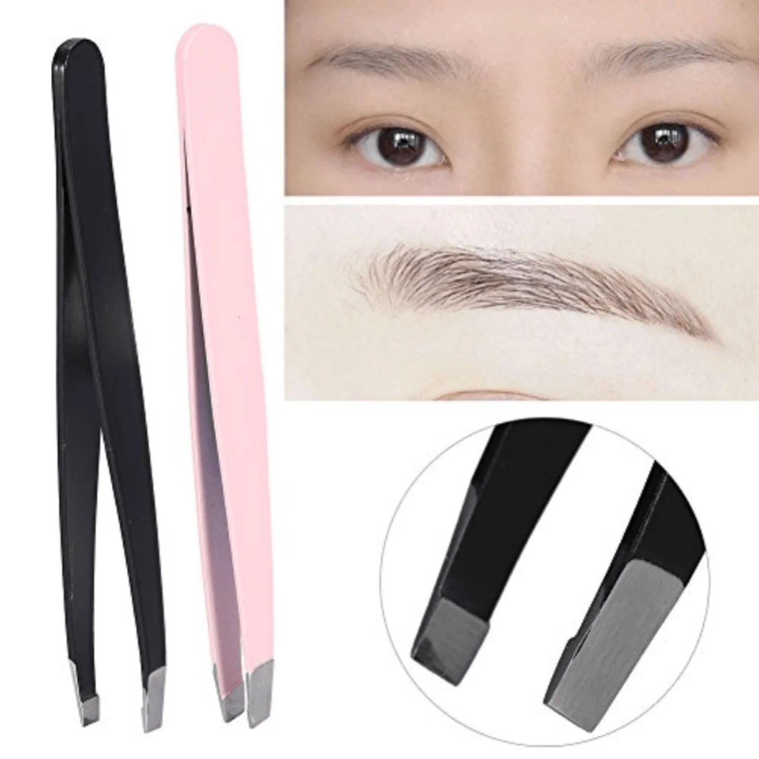 Stainless Steel Eyebrow Tweezers -  Makeup Tool for  and Beauty Salon Use - Precise Hair Removal and Shaping