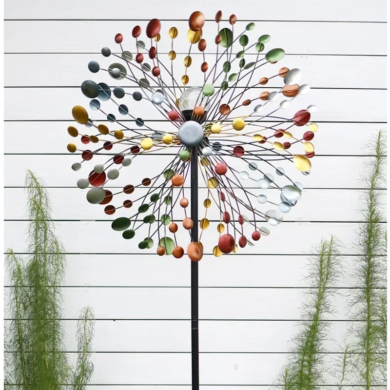 

Enchanting Courtyard Sunflower Windmill Vibrant Iron Art Hand-painted Spinner Decorative Garden Ground Stake Climbing Support