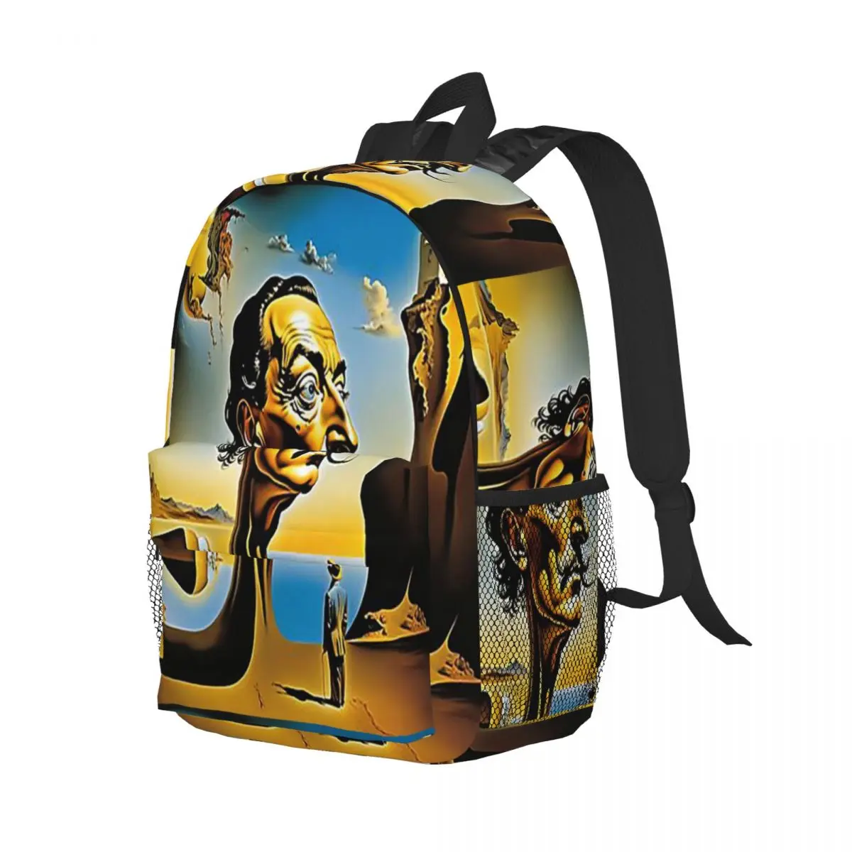 Enigmatic Encounter Surrealist Dreamscape Salvador Dali Poster Backpack Student BookBag School Bag Computer Shoulder Bags