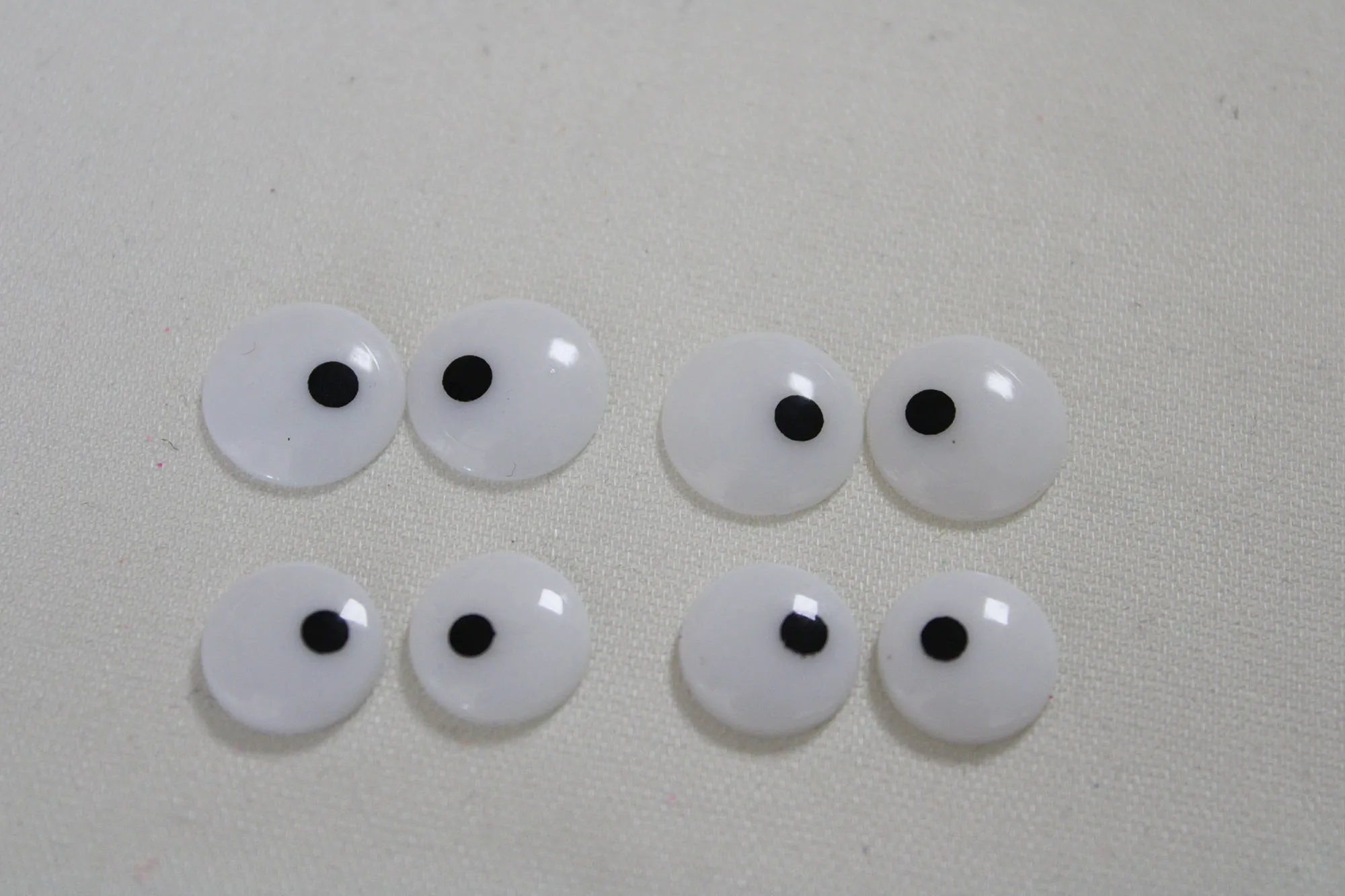 50pcs/lot 10mm 12mm 13mm 14mm flat back round white balck toy animal eyefor diy fur ball doll accessories--size option