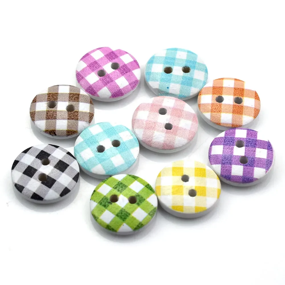 Vintage Wooden Buttons for Decoration, Sewing Clothes and Boots, Coat Accessory, Painting, 15mm, 50Pcs