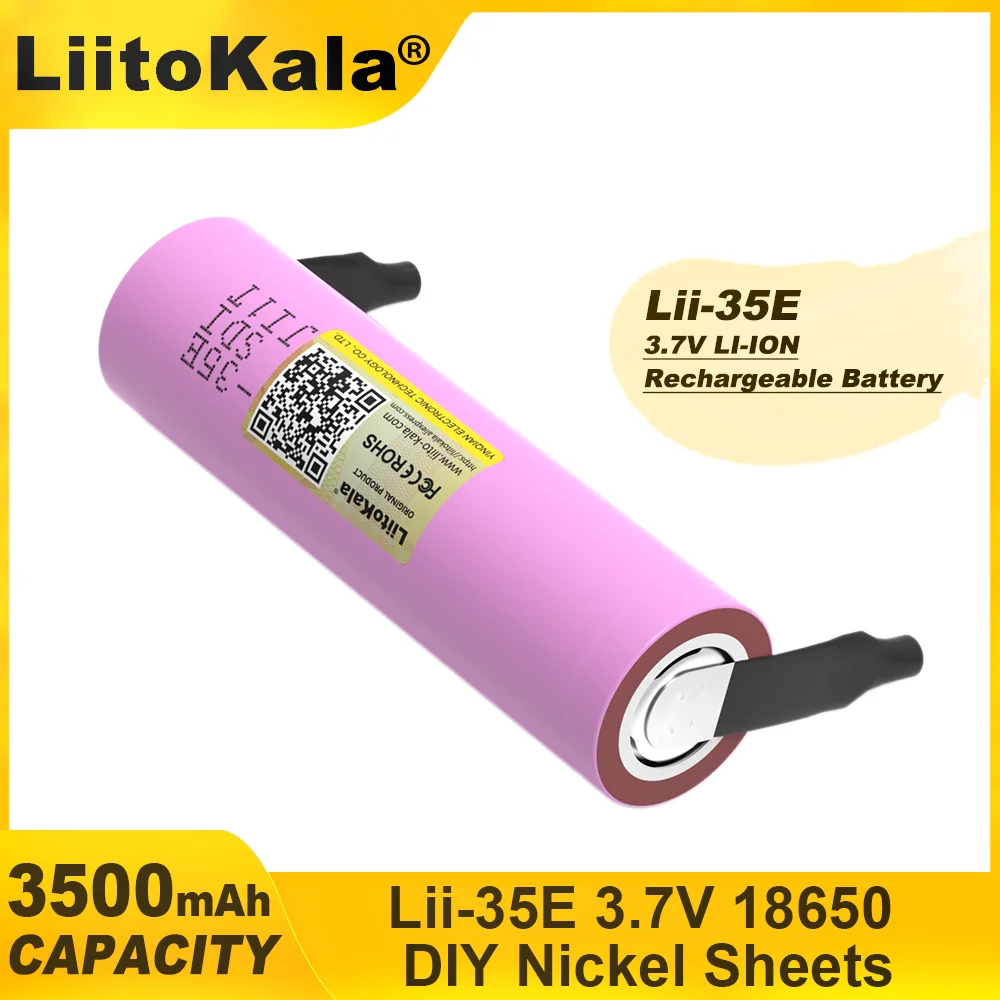 Liitokala INR18650 35E Original 18650 Lithium Battery 3500mAh 3.7V 25A High Power for Electrical Tools+DIY Nickel Belt