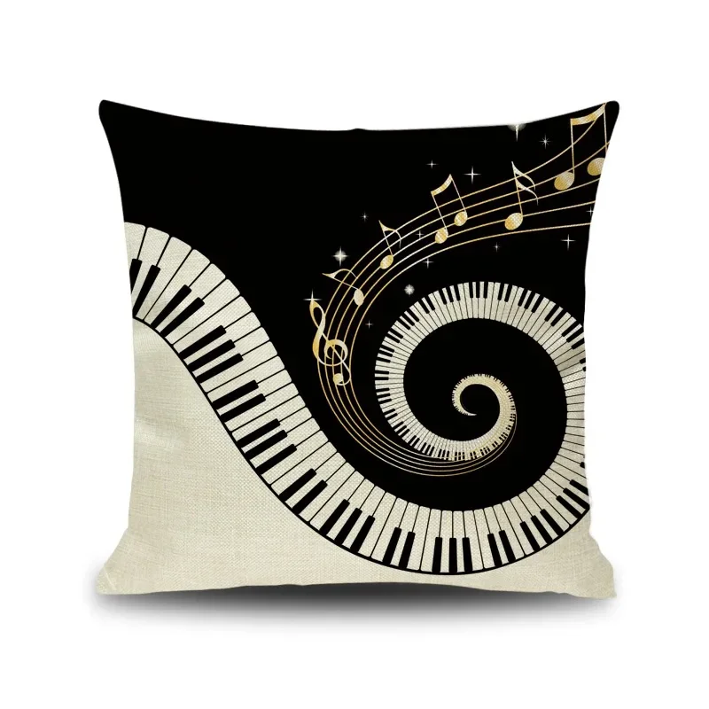 Funda de almohada decorativa con notas maravillosas, llave de Piano de 45x45cm, pieza artística para sofá de coche, funda de cojín para asiento de