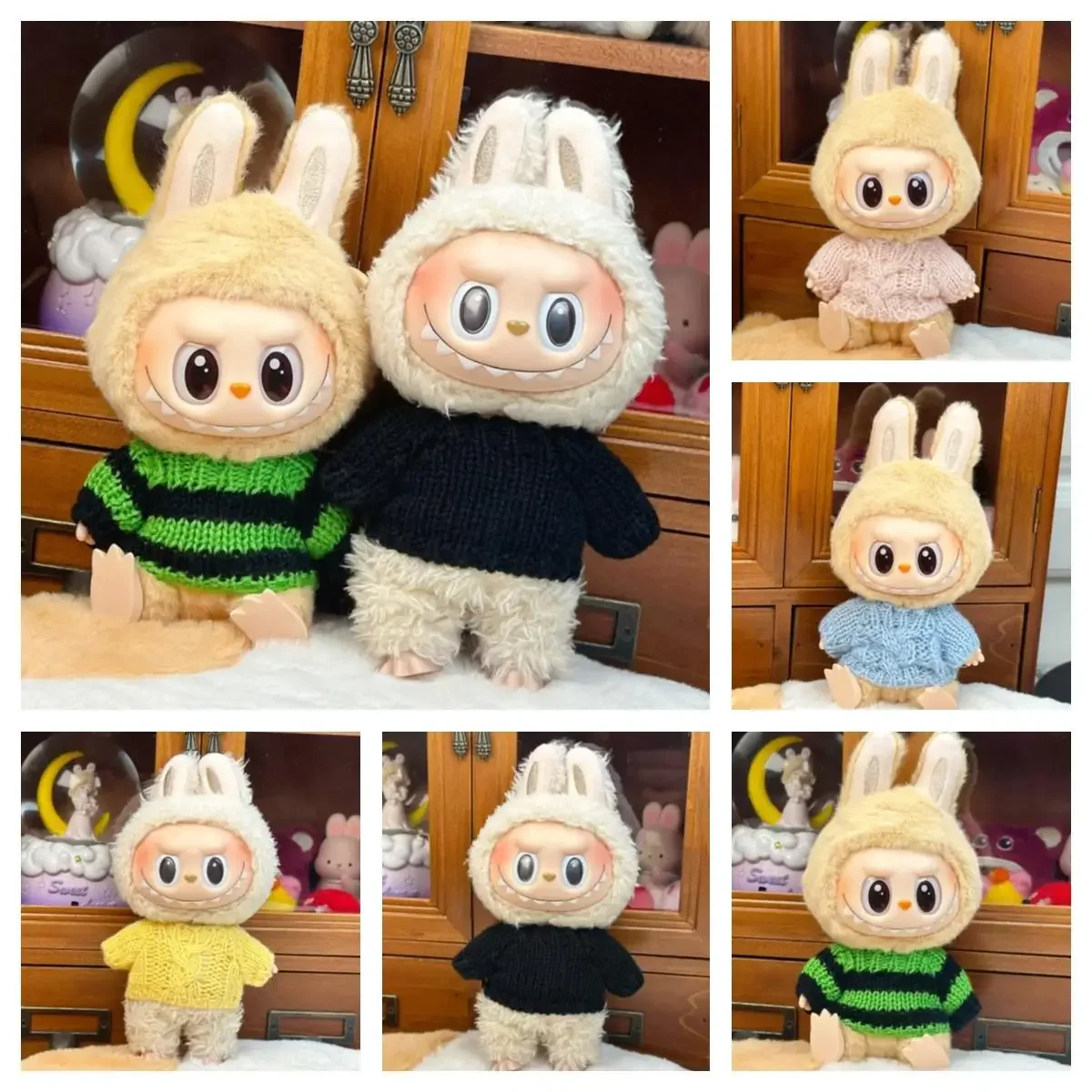 For 17CM Labubu v1/v2 baby clothes cute top winter sweater Match Hoodies Dolls Accessories Cute Decoration for labubu decoration