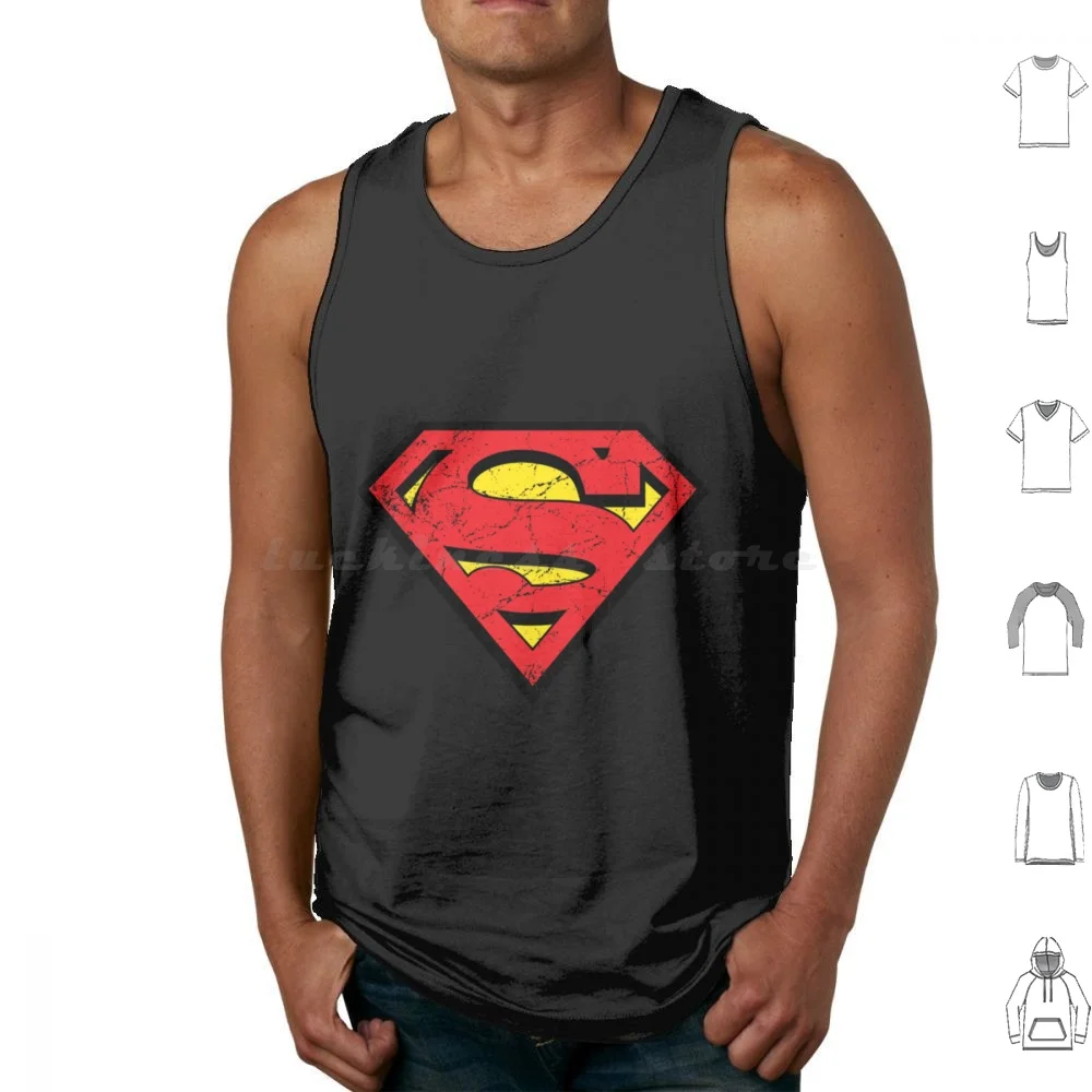 Retro Super M.a.n Logo Vintage Tank Tops Print Cotton Superhero Super Hero Comics Dad Mother Hero Super Letter Letter Name