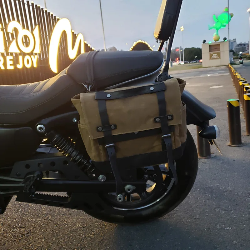 Vintage Motorcycle Saddlebag Waterproof Motorbike Side Bag Moto Knight Shoulder Bag Helmet Bag For Indian Victory Benelli view 2