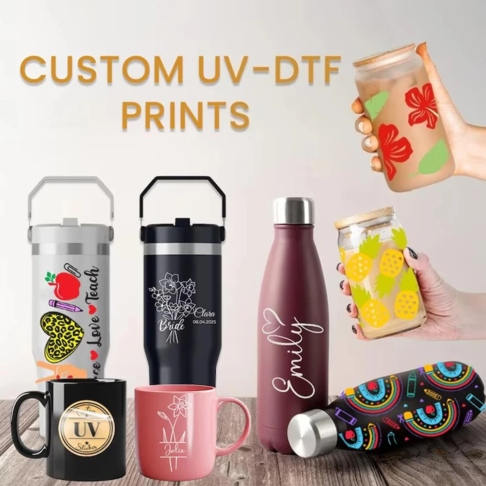 Custom Transfer 3D Stickers DTF UV Crystal Self-adhesive Company Logo Wedding Baking Gift Bag Personalized Transfer Stickers