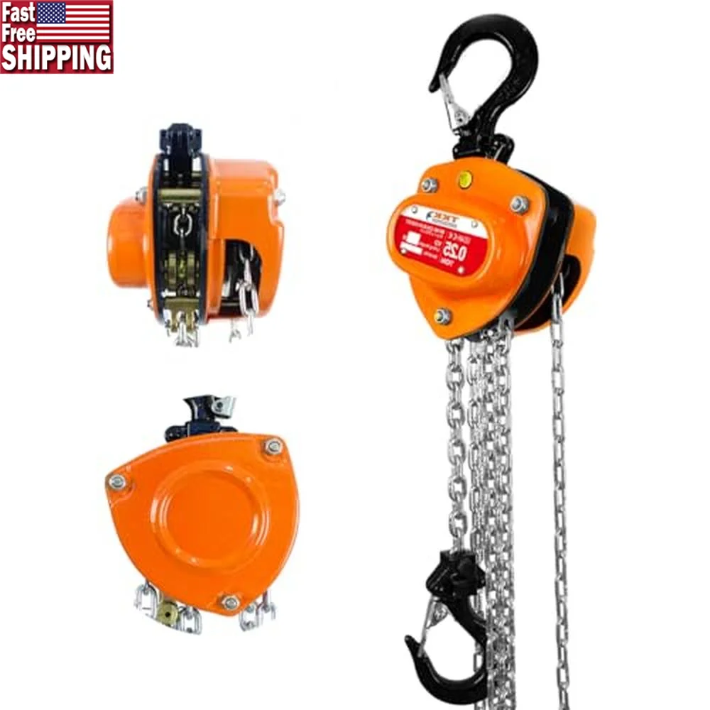 550lbs Heavy Duty Mini Hand Chain Hoist 1/4 Ton 10FT Garages Warehouses Automotive Tasks Safe Reliable Versatile Operation