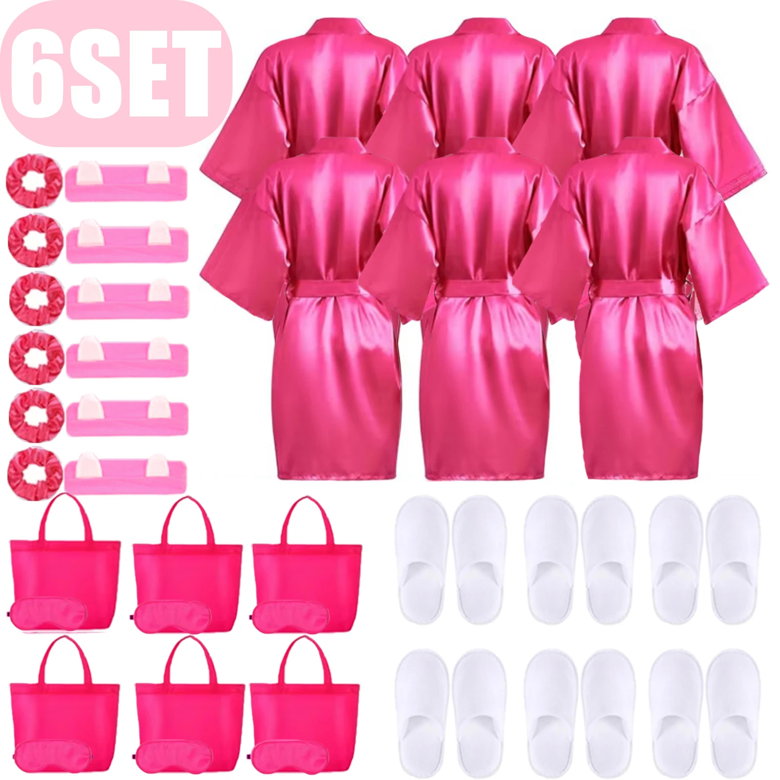 15-6Set Spa Party Badjas voor Meisjes Kinderen Verjaardagsfeestje Benodigdheden Pyjama Party Favoren Spa Jassen Wasbak voor Voetspa