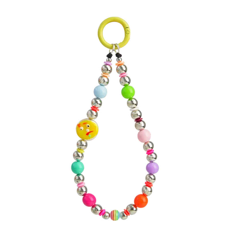 CHKAWOCI-Chaîne de Téléphone Portable en Perles Colorées, Smiley Amusant, Pendentif en Corde, Accessoires de Suspension Disponibles sur tous les Modèles