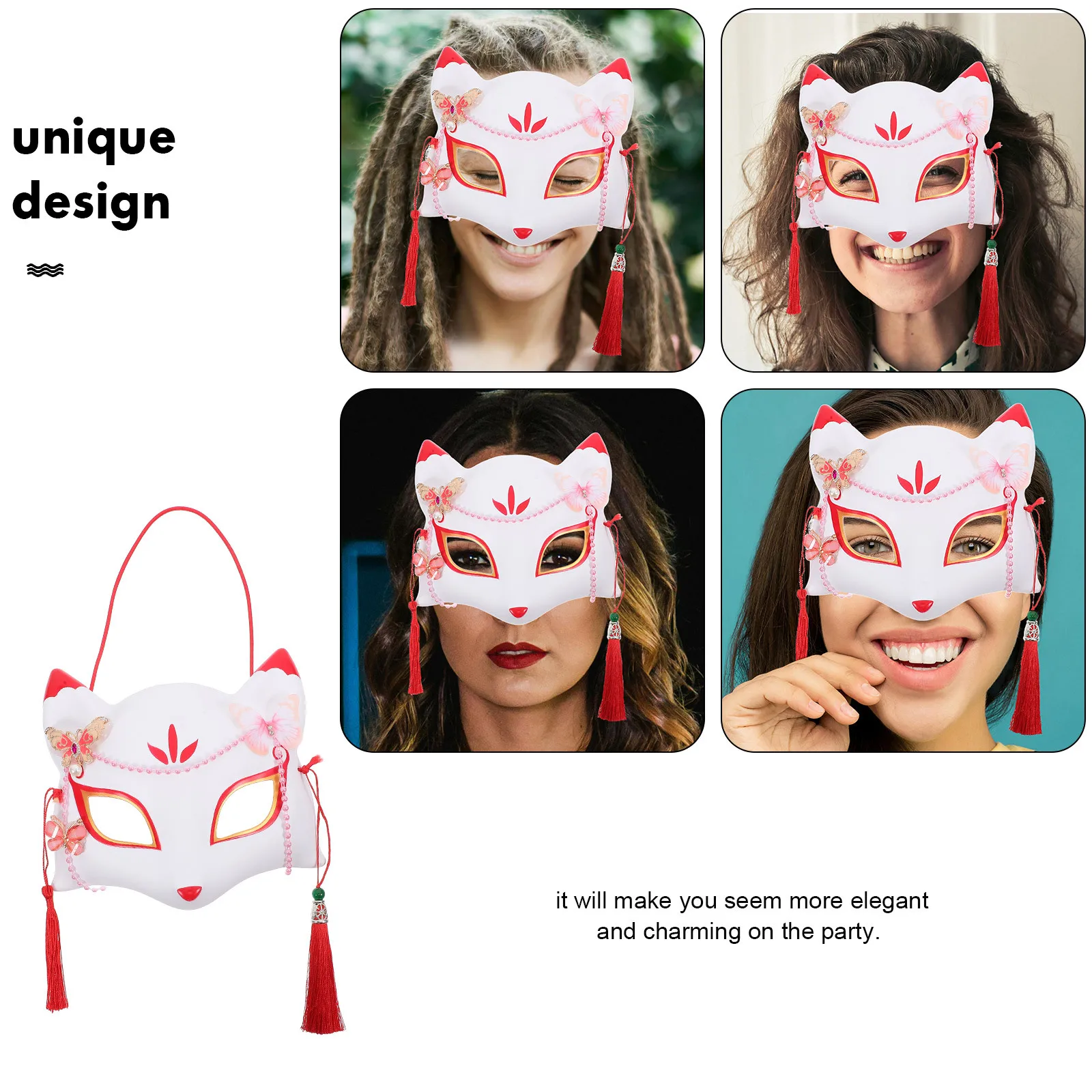 

Halloween Costumes Decorative Mask Prop Cosplay Animal Fox for ABS Festival Masquerade Half Masks