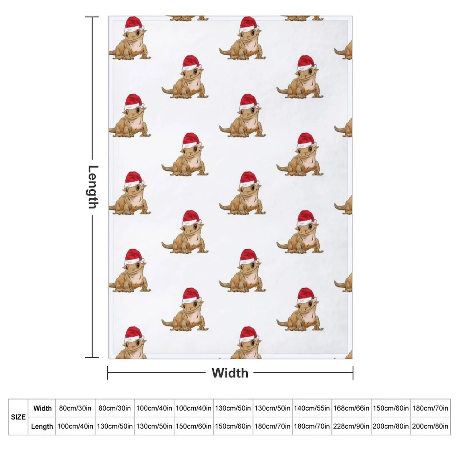 Cute Christmas Crested Gecko, Santa Crestie, Gecko Lovers, Xmas Gecko in Santa Hat Throw Blanket