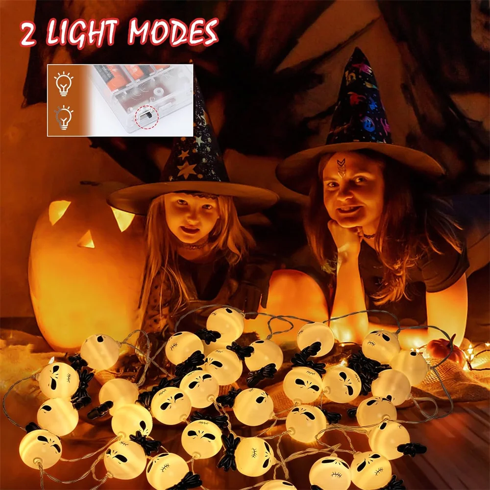 Imagem -03 - Halloween Led Lights String para Festivais ao ar Livre e Interior Fantasma Face Lights a Pilhas Y2k 344