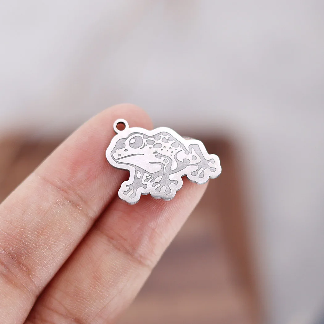 2PCS Waterproof Frog Stainless Steel Pendant Charms For Jewelry Making DIY Craft Necklace Keychain Findings Handmade Accessory