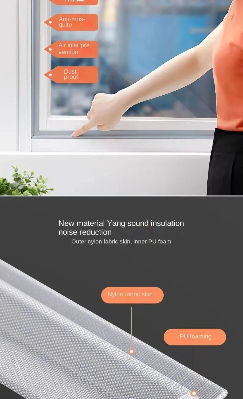 1PC 10m/393.7in Soundproof Foam Window Weatherproof Sealing Strip Sliding Door Window Windproof Soundproof Door Bottom Sealing