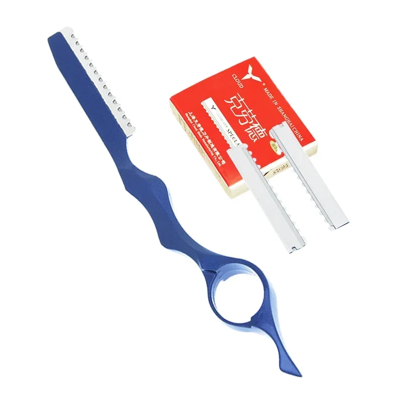 

1pcs Sharp Hair Thinning Razors 10pcs Blades Stainless Steel Hair Removal Cut Knife Hairdressing Tools Home DIY Razors C0001A