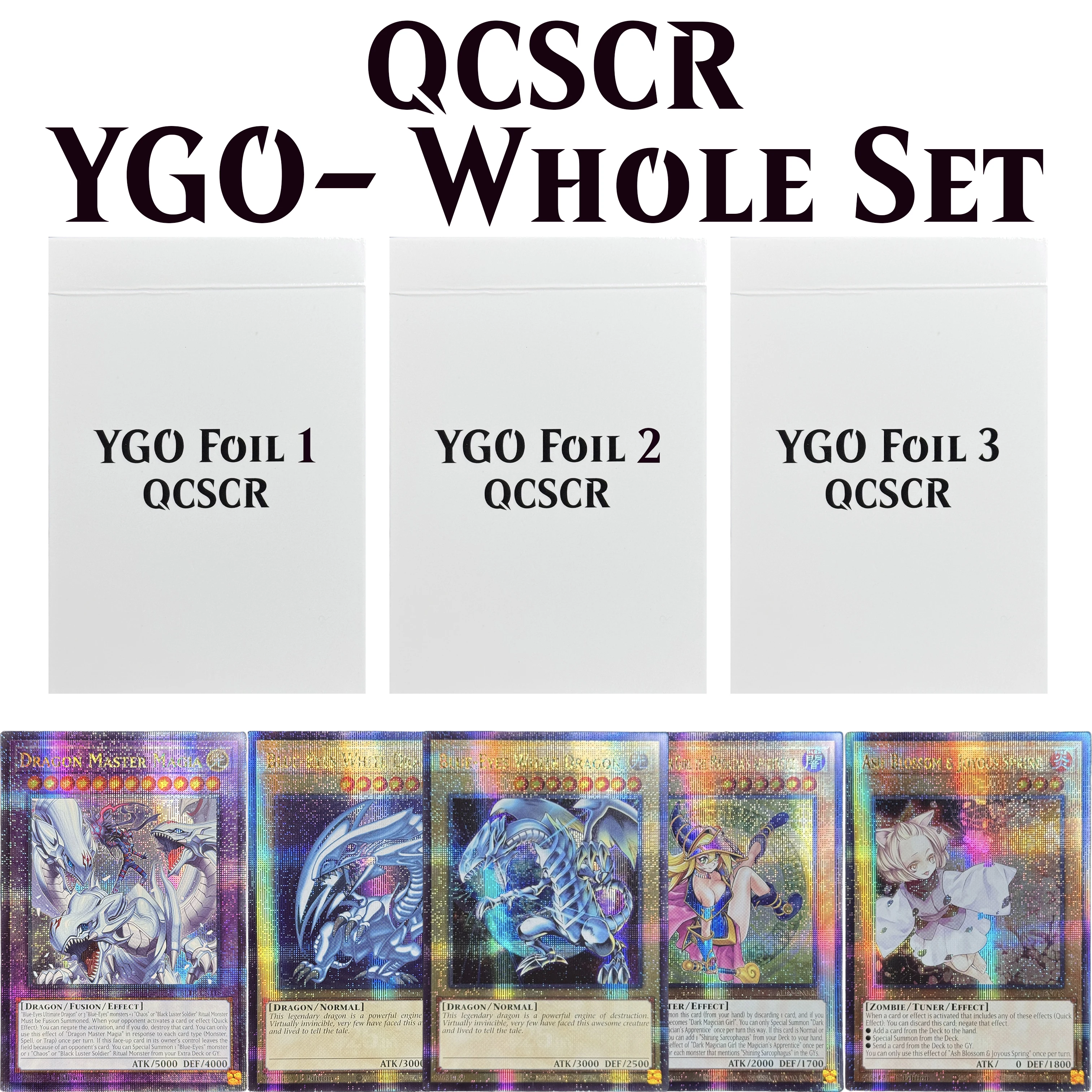 YuGiOh! Juego completo de 55 hojas de aluminio, 1/2/3 QCSCR, tarjetas de juego proxy, regalos, juguete coleccionable, 25 ° aniversario, tarjetas de coleccionista raras YGO