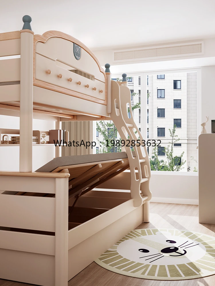 YFY Cream Style Bunk  Double Layer  Solid Wood Bunk  Parent-Child  High Low  All Solid Wood