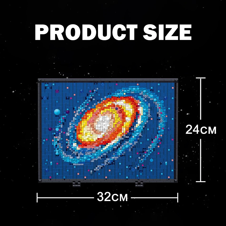 Moc 3d pixel art a via láctea galáxia pintura micro blocos de construção quadro céu estrelado decoração da parede mini tijolos brinquedos criança adulto presente
