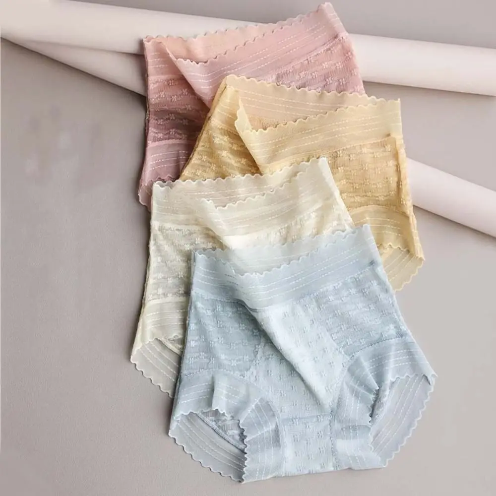 

Breathable Ultra-thin Lace Flower Briefs Transparent Mid Waist Seamless Underwear Lingerie Underpants Lace Mesh Panties Girl
