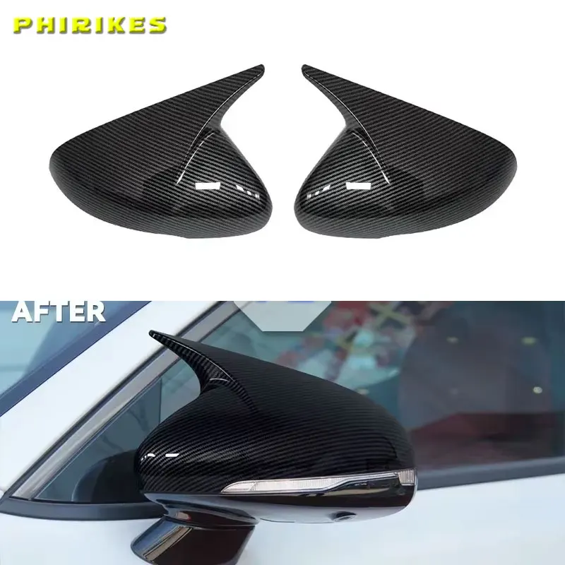 

Auto Car Body Side Door Rearview Mirror Cover Sticker Trim ABS Carbon Fiber Style Gloss Black For KIA Stinger 2018 2019 -2022