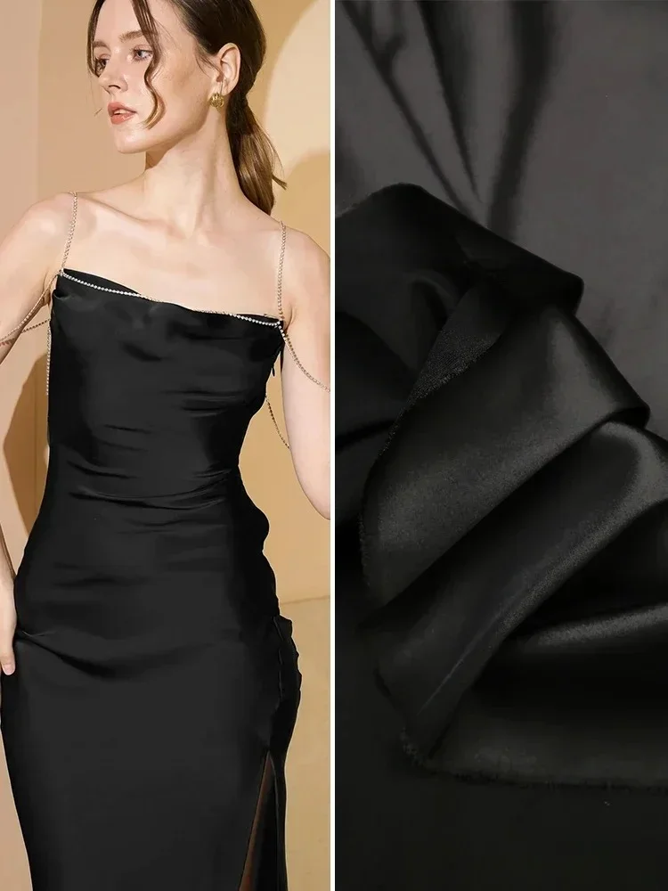 

Thin Elastic Satin Fabric Silk Sliding Pendant Suspender Skirt Clothing Diy Sewing Cloth Meters Polyester Spandex Material