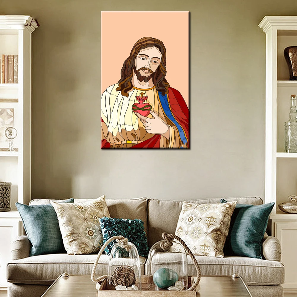 

Canvas Wall Arts Poster Painting Image of Jesus Christianity Catholicism Interior Home Decor Picture Printing For Living Room