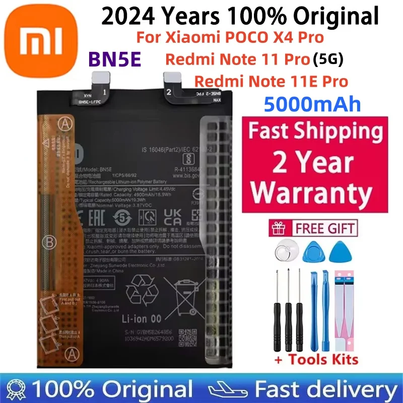 100% Original New High Quality 5000mAh BN5E Battery For Xiaomi Redmi Note 11 Pro 5G/ POCO X4 PRO 5G Mobile Phone Batteries