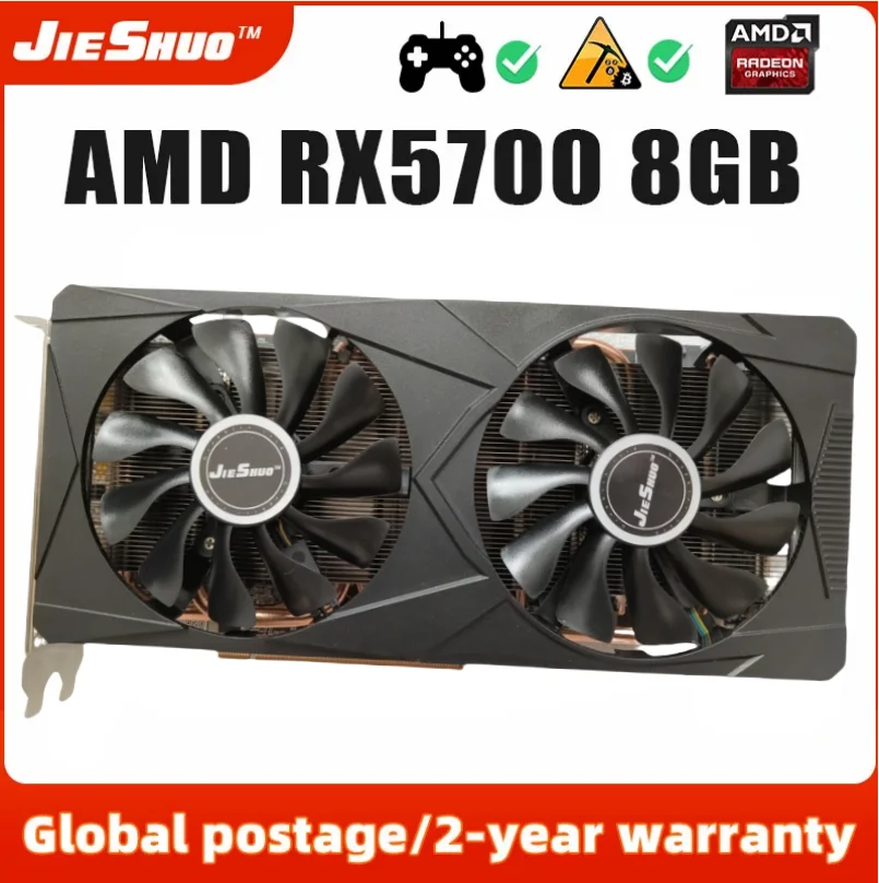 مراجعة وتحليل بطاقة الرسومات JIESHUO NVIDIA RX 5700 8GB مع 256BIT لتعدين الكريبتو