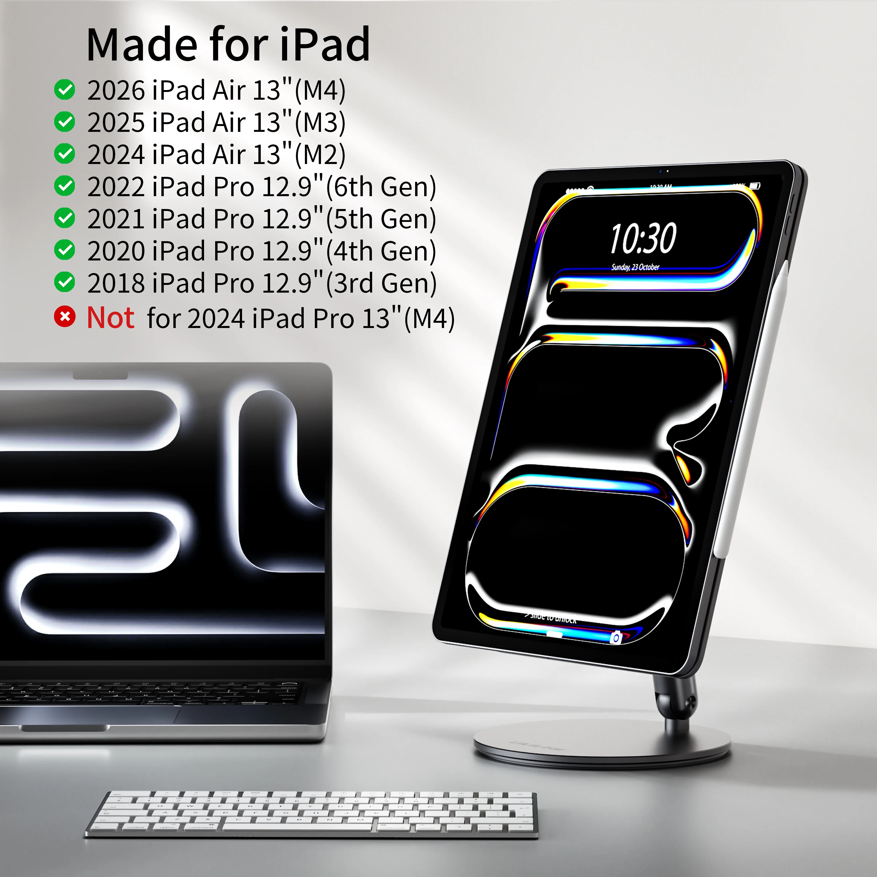 LULULOOK Magnetic Stand For iPad Pro,360° Rotation Base Adjustable