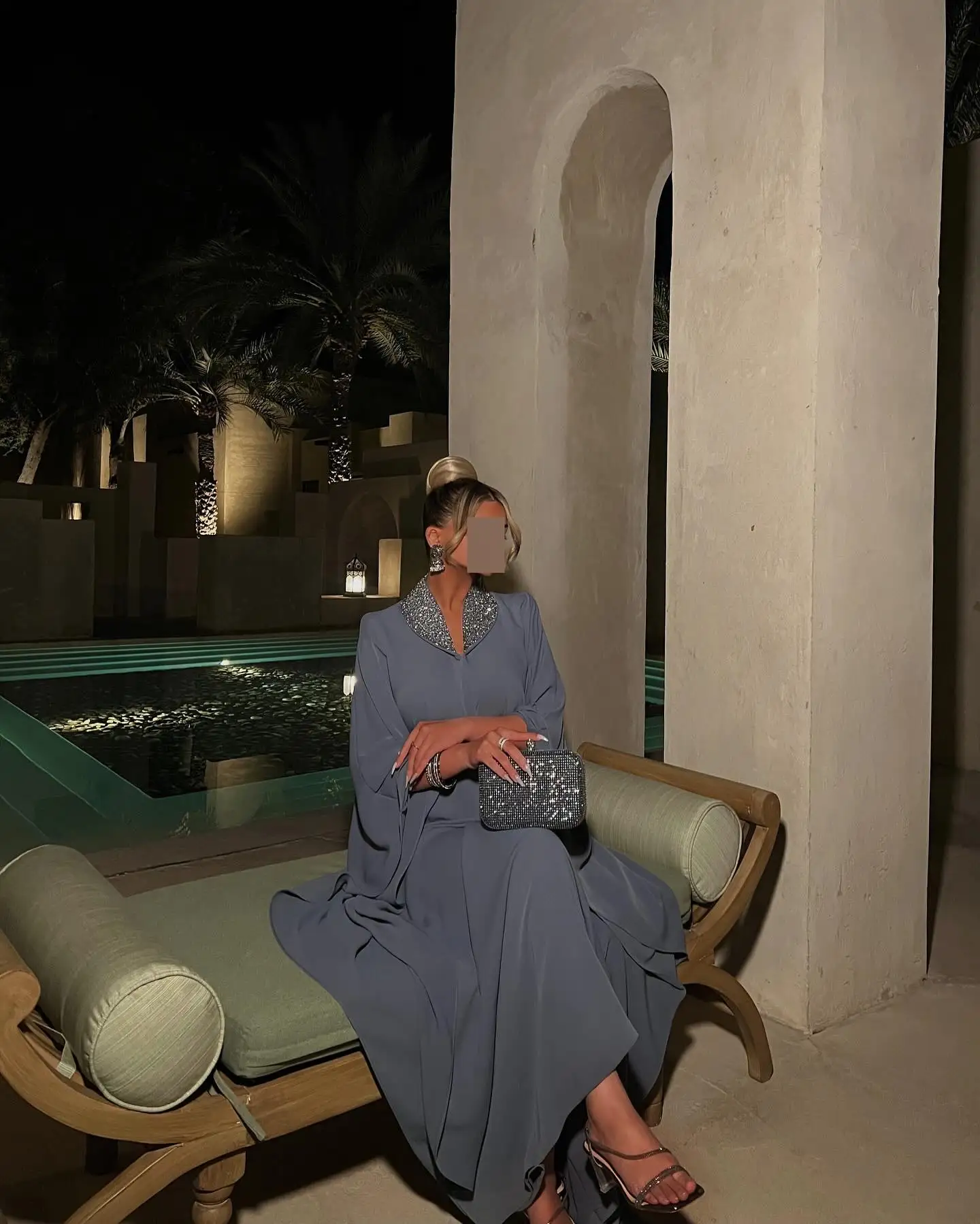 

Customized High Quality Jersey A-Line Crystal Evening Dress Graceful 3/4 Sleeves V-Neck Floor Length Special Occasion Gowns