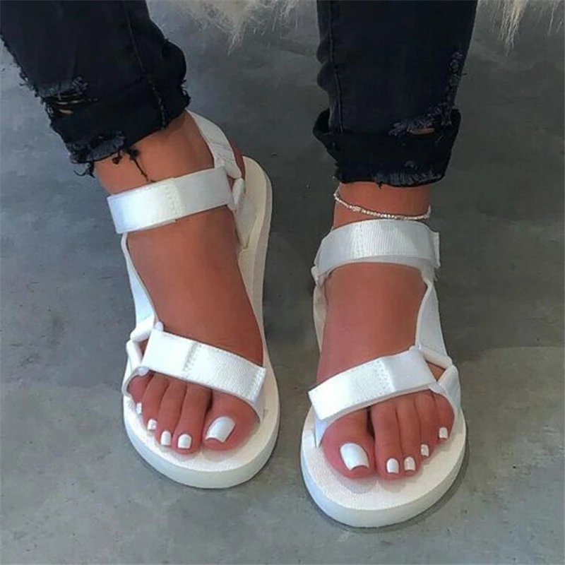 Sandalias antideslizantes suaves para mujer, zapatos duraderos con suela de espuma y correa con hebilla, informales, para exteriores y playa,