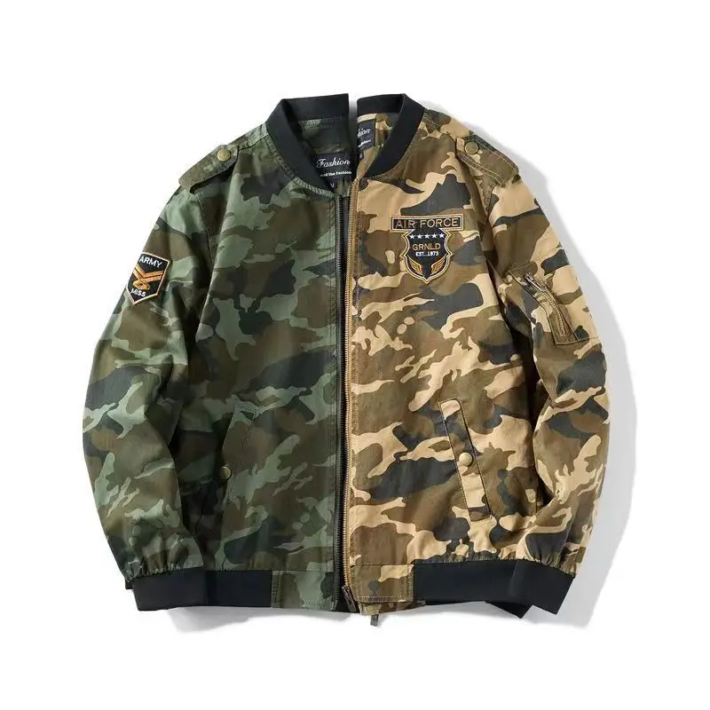 Autumn men's jacket camouflage pure cotton military jacket loose large size casual jacket
