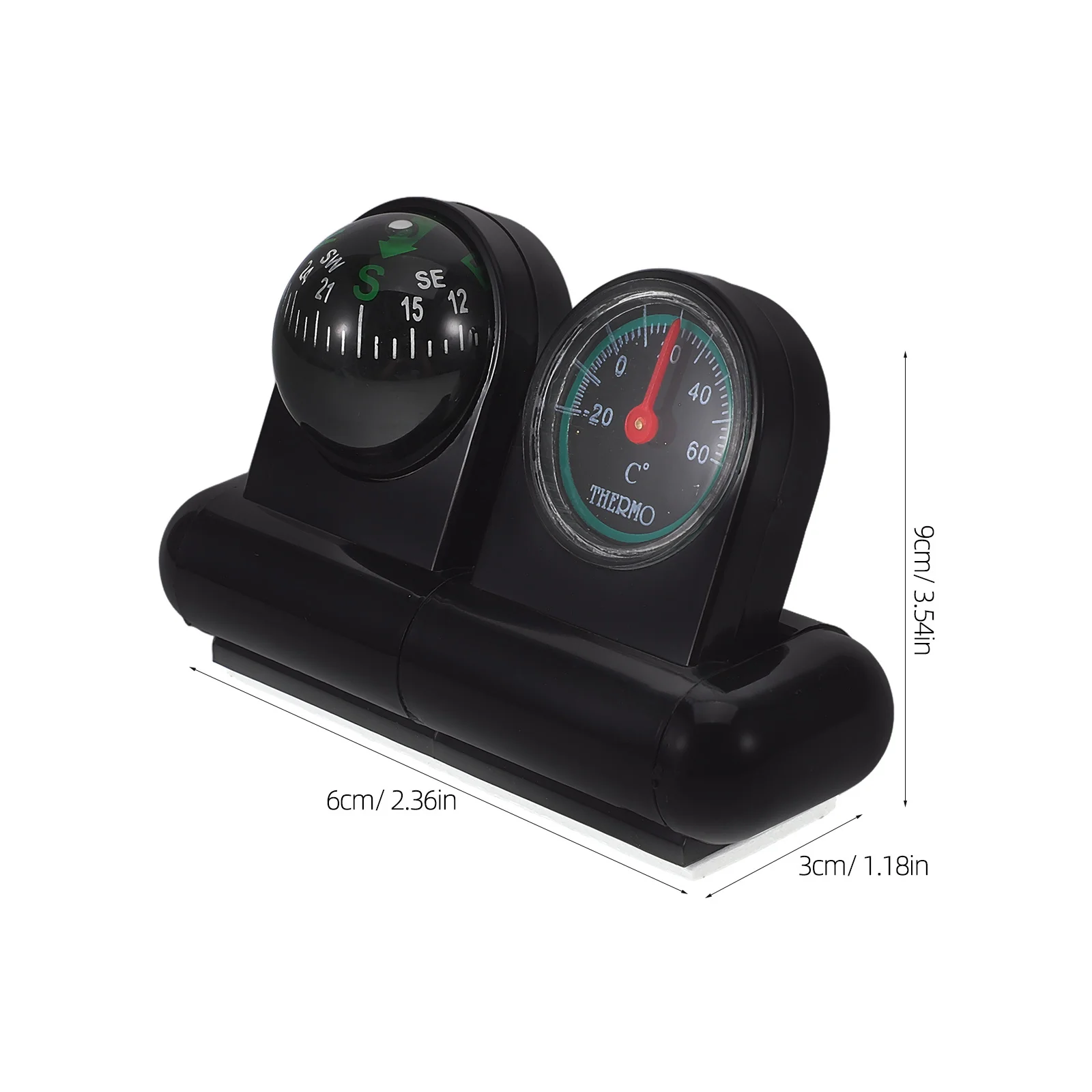 Car Compass Thermometer Ball Dashboard Mount Auto Compass Multi-Functional Navigation Direction Vehicle Ornament
