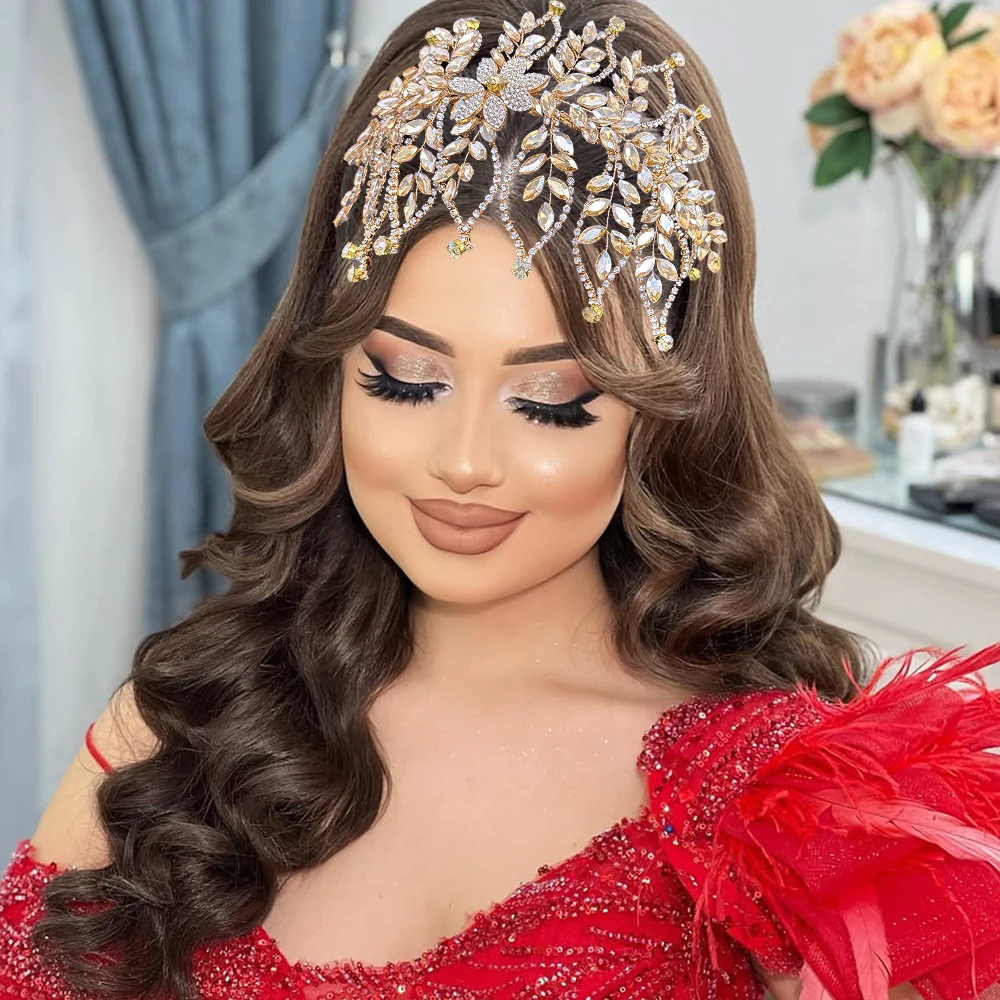 DZ301 Trendy Strass Matrimonio Cristallo Capelli da sposa Gioielli per capelli da festa Fasce barocche Champagne Prom Diadema Copricapo