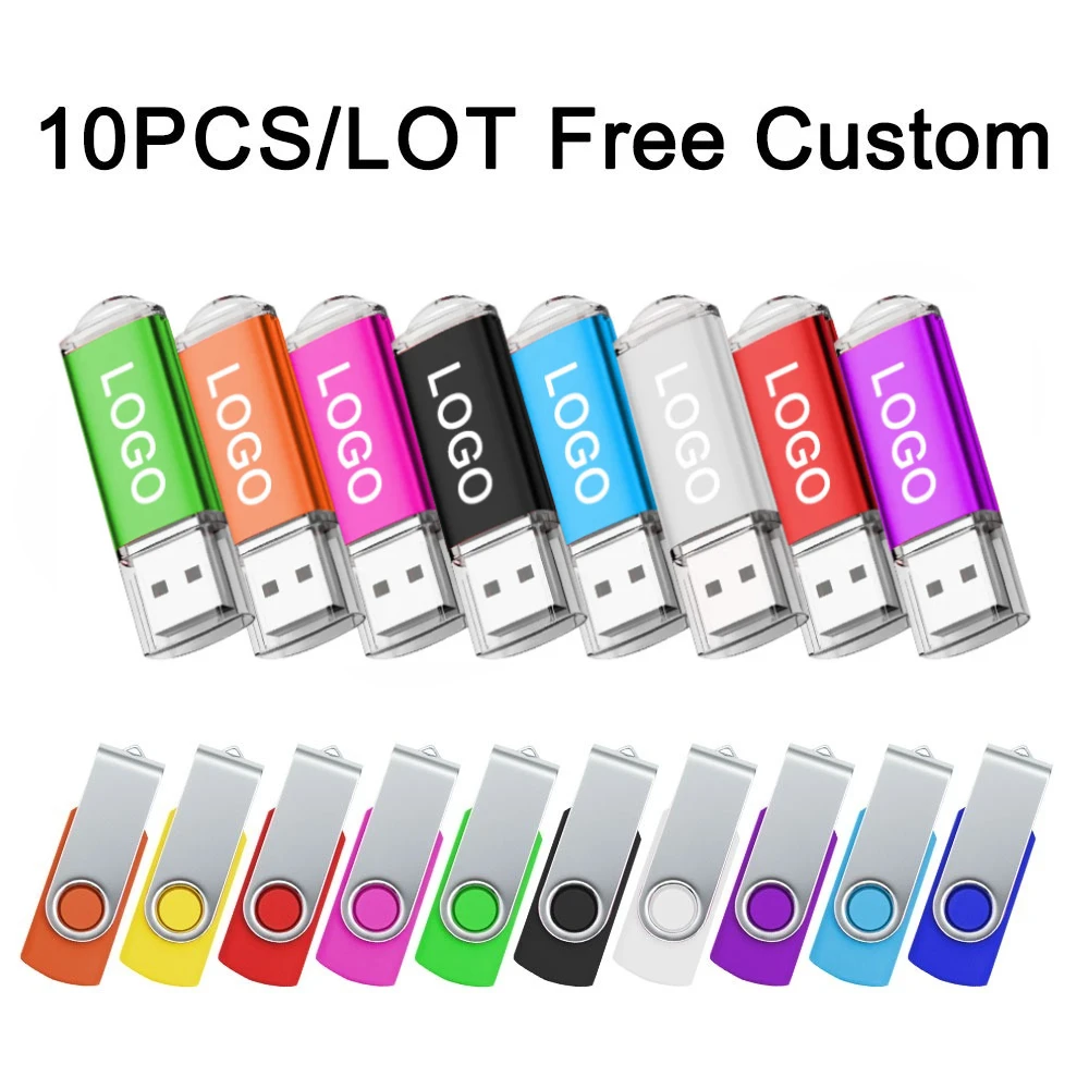 

10pcs/lot Free Logo USB 2.0 USB Flash Drive Flash Memory Card 32GB Pendrive 64GB USB Stick 4GB 8GB 16GB Memory Stick U Disk 1GB