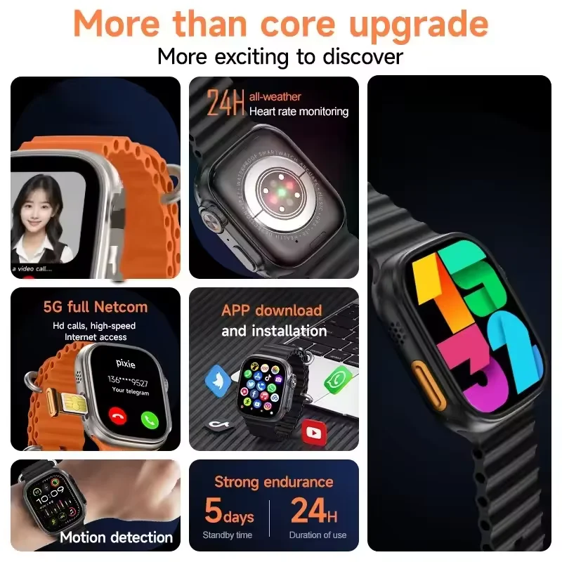 Android Smartwatch B31 5G Scheda SIM di rete 2.2 pollici Amoled GPS WIFI Chiamata globale Smart Watch Uomo Ultra 4g SIM Card