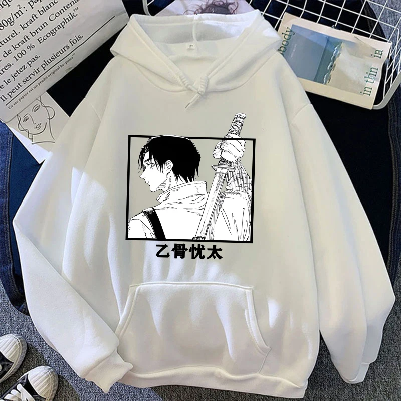 Autumn Winter Casual Anime Okkotsu Yuta Print Hoodies Solid Color Long Sleeve Hooded Pullovers Sweatshirts