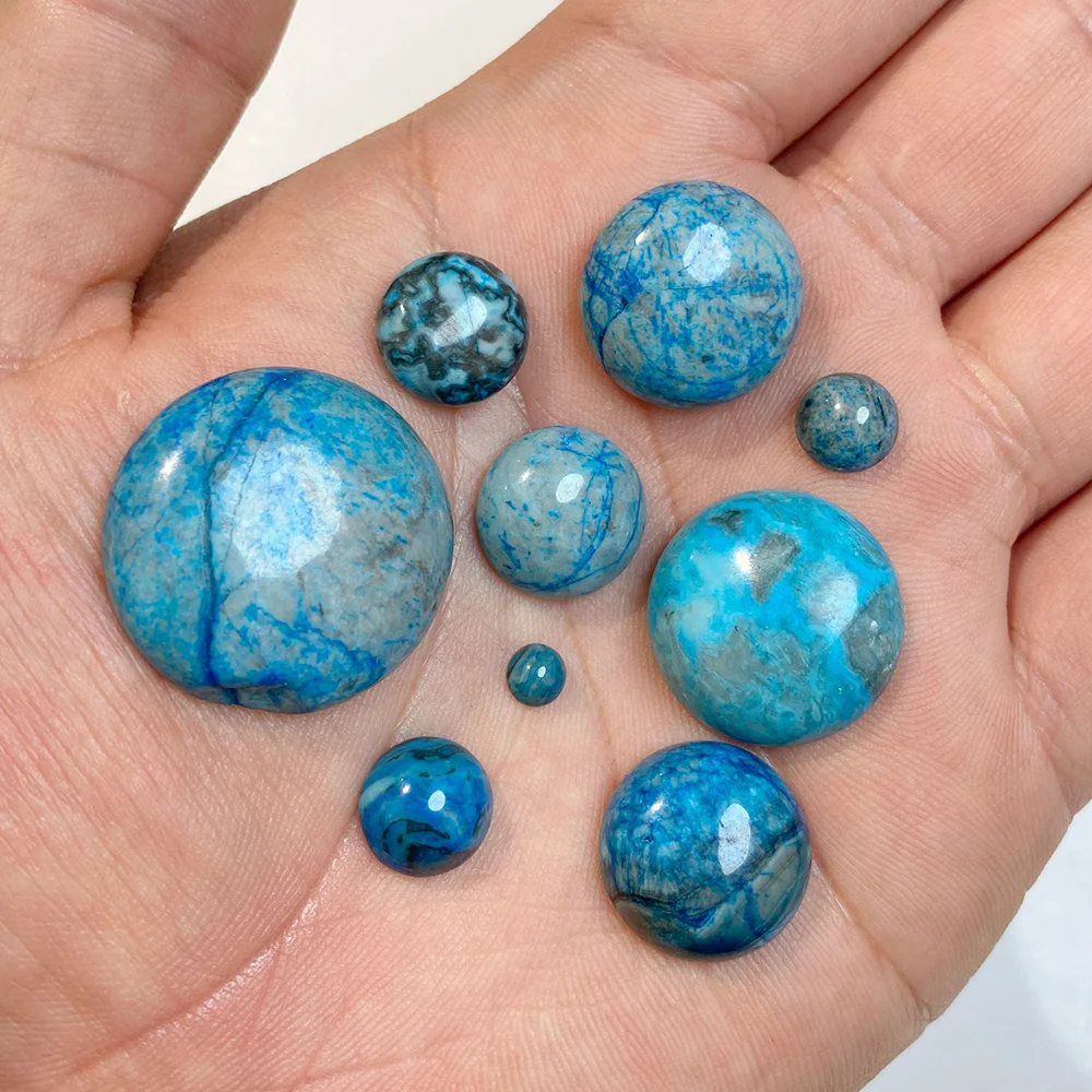 10pcs/Pack Blue Orchid Stone Natural Stone Cabochons 3/4/5/6/8/10/12/14/16/18/20/25mm Round Flat Back Cabochon For Diy