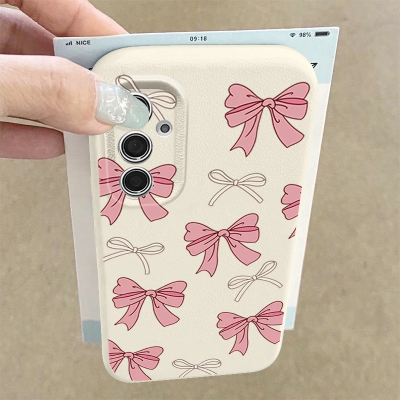Rosa Schleife Handyhülle für Samsung Galaxy A56 A36 A26 A55 A16 A15 A25 A54 A53 A14 5G S25 Edge S24 FE S23 S22 Ultra Soft Cover